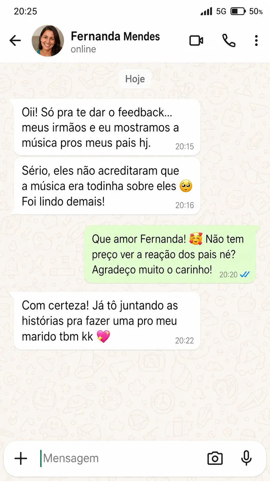Depoimento real de cliente no WhatsApp